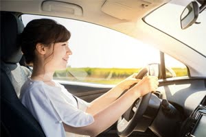 woman driving car