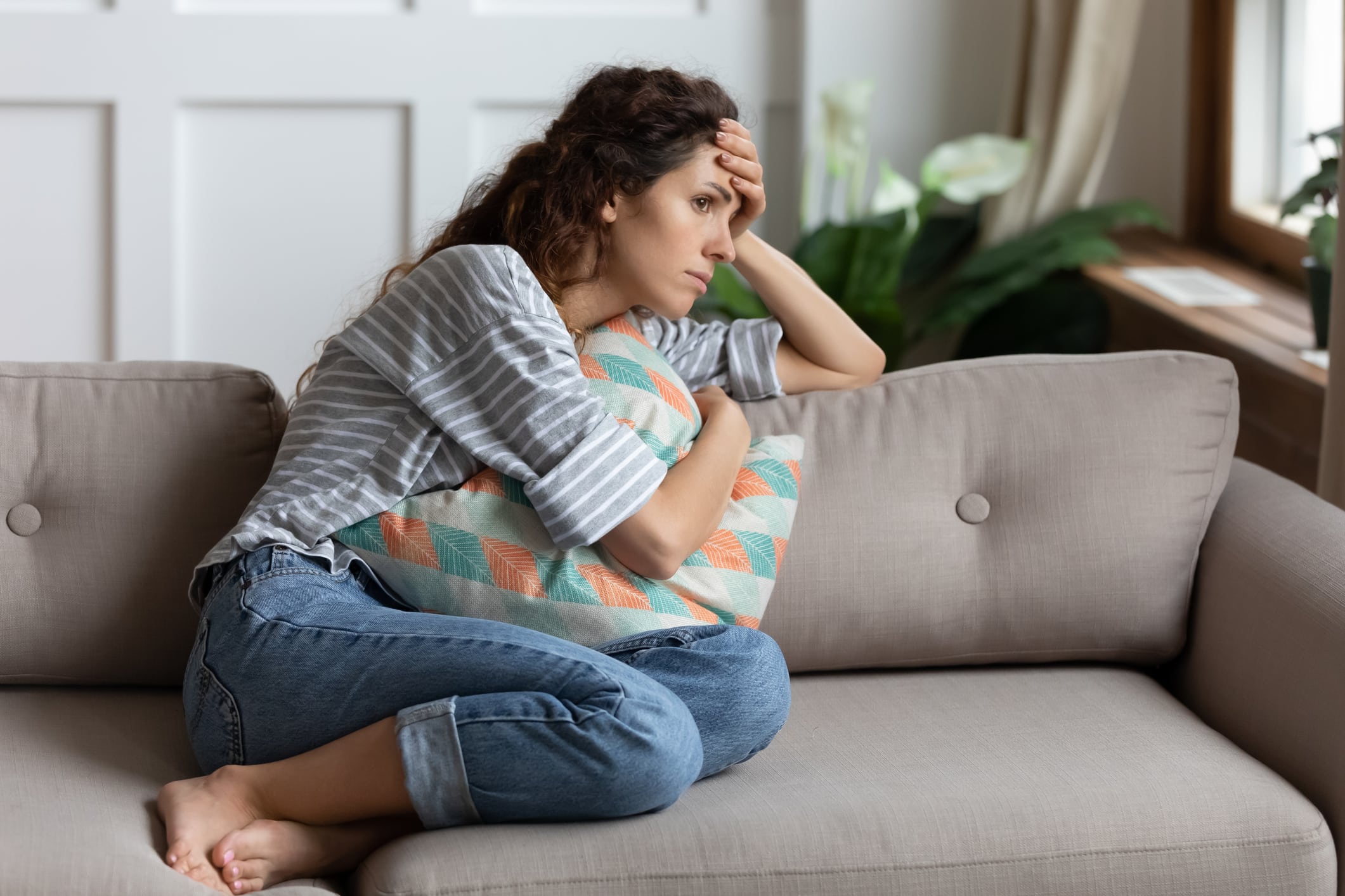 A woman experiencing anxiety after a car accident.